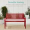 Best Choice Products Indoor Outdoor Steel Garden Bench w/ Geometric Backrest, Foot Levelers